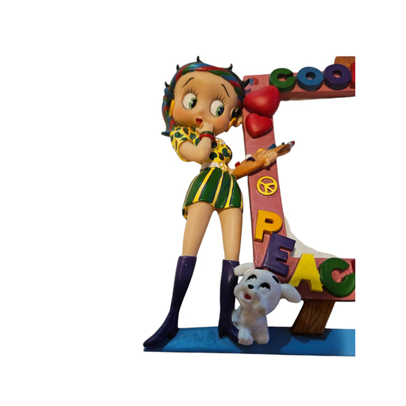 Character Collectibles Vintage Betty Boop Hippie 3D Flowers Picture Frame Rare - Picture 5 of 7